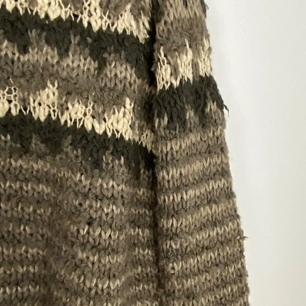 Free People Chunky Sweater Tan Brown Earthy Hi-lo Hem Women’s Size S Southwest - Picture 5 of 13